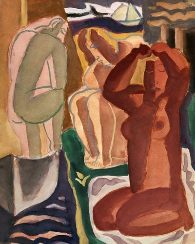 Due donne al bagno e un ponte - Formato 4x5 - Immagine pulita da Leo Gestel