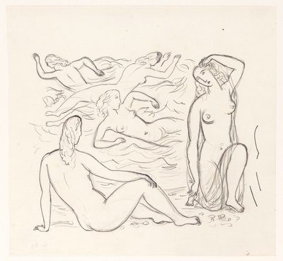 Cinque donne nude, nella risacca o sulla spiaggia da Leo Gestel