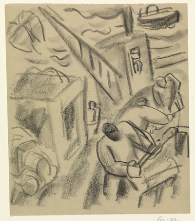 Pescatore su una barca da pesca da Leo Gestel