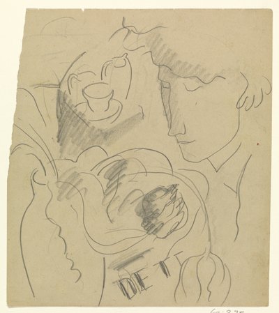 Donna che annusa fiori in un vaso da Leo Gestel