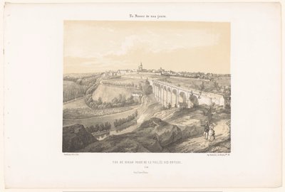 Vista di Dinan e del viadotto sul fiume Rance da Leon Auguste Asselineau