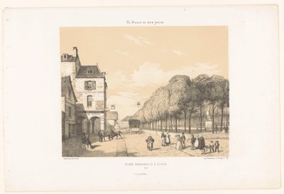 Vista sulla Place Du Guesclin a Dinan da Leon Auguste Asselineau