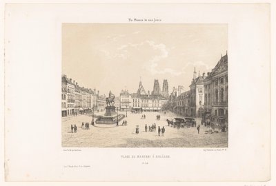 Veduta della Place du Martroi a Orléans da Leon Auguste Asselineau