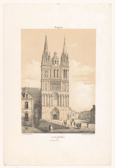 Veduta della cattedrale di Angers da Leon Auguste Asselineau