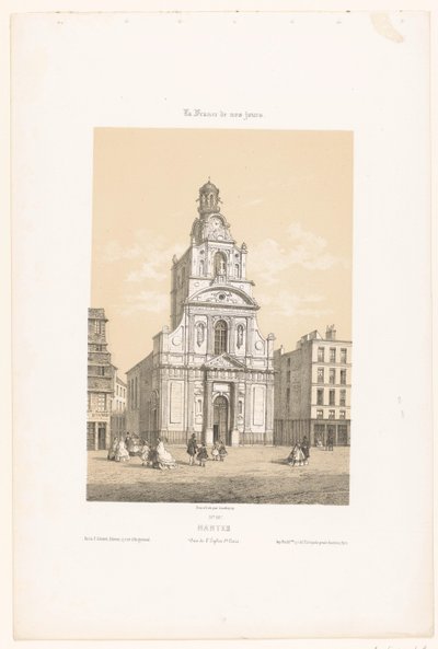 Vista sulla chiesa di Sainte-Croix a Nantes da Leon Auguste Asselineau