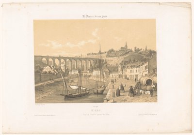 Vista del viadotto di Dinan dalla banchina da Leon Auguste Asselineau