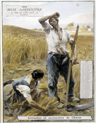 Raccolto - calendario del negozio La Belle Jardinière, agosto 1898 da Leon Augustin Lhermitte