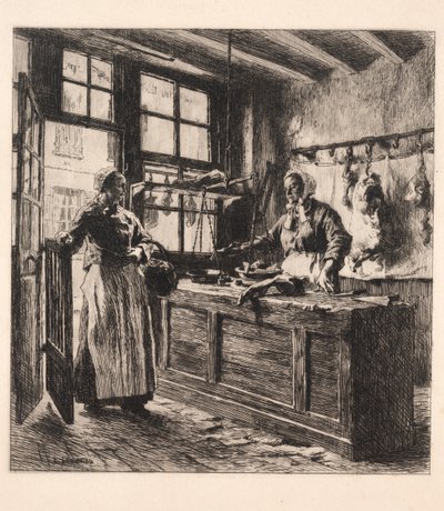 Interno di una macelleria da Leon Augustin Lhermitte