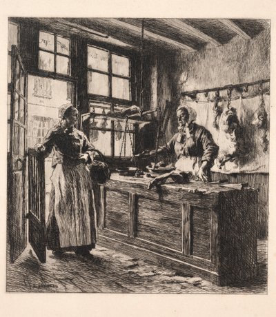 Interno di una macelleria da Leon Augustin Lhermitte