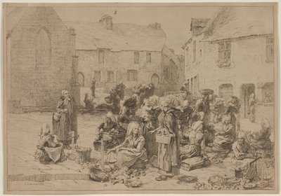 Il mercato delle mele a Landerneau da Leon Augustin Lhermitte
