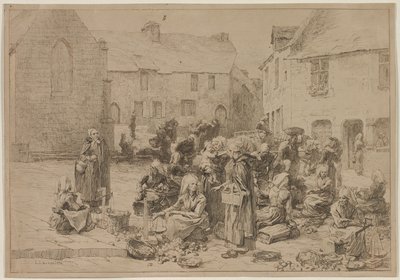Il mercato delle mele a Landerneau, 1878 da Leon Augustin Lhermitte