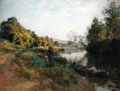 Le rive della Marna, ritorno del pescatore, c.1907 da Leon Augustin Lhermitte