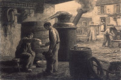 La distilleria; Les Degustateurs d"Eau-de-Vie-de Marc ou L"Alambic, c.1872 da Leon Augustin Lhermitte