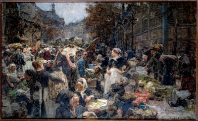Le halles. La folla del Mercato delle Halles a Parigi nel XIX secolo. Schizzo di Leon Augustin Lhermitte da Leon Augustin Lhermitte