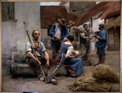 Il libro paga dei mietitori contadini in un cortile di una fattoria da Leon Augustin Lhermitte