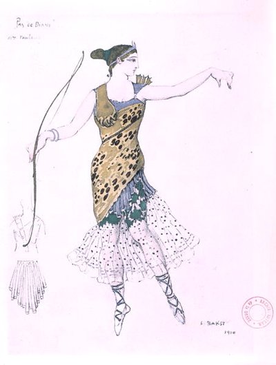 Anna Pavlova vestita da Diana da Leon Bakst