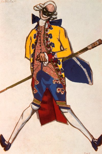 Battista, costume per una commedia di Carlo Goldoni, 1917 da Leon Bakst