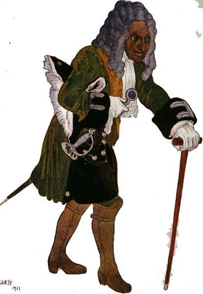 Bozzetto di costume per Galesson, il tutore del principe, da La bella addormentata da Leon Bakst