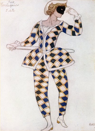 Costume per Arlecchino, da La Bella Addormentata, 1921 da Leon Bakst