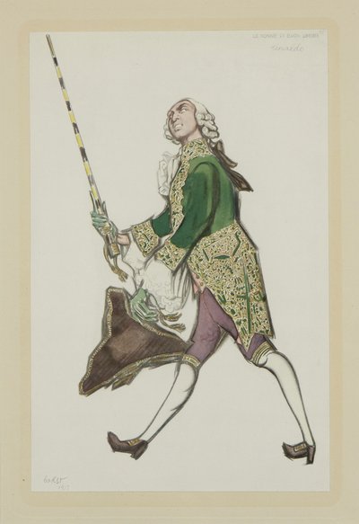 Costume per Rinaldo nel balletto Le Signore Allegre di Scarlatti, 1917 da Leon Bakst