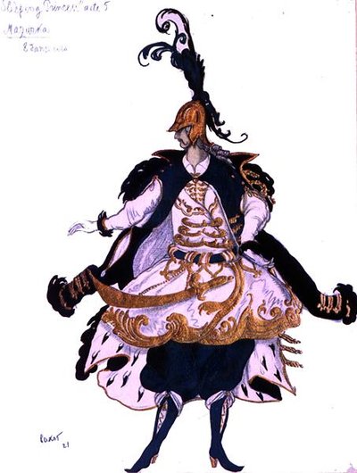 Bozzetto di costume per una Mazurka (Gentiluomo), da La Bella Addormentata da Leon Bakst