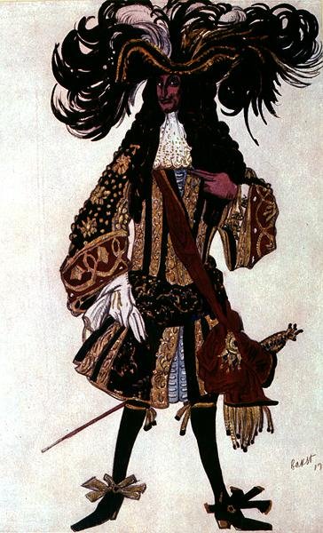 Bozzetto di costume per un principe vicino, da La bella addormentata da Leon Bakst