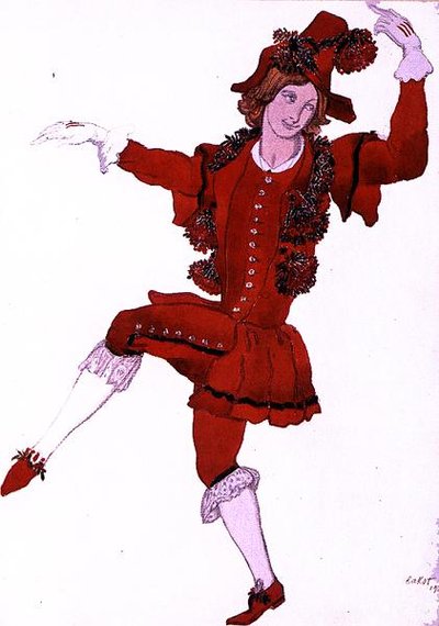 Bozzetto di costume per un Paggio della Fata Sorbo, da La Bella Addormentata da Leon Bakst