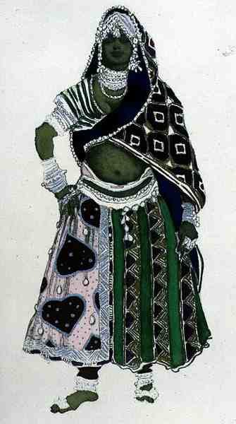 Bozzetto di costume per una ragazza araba, da Le Dieu Bleu da Leon Bakst