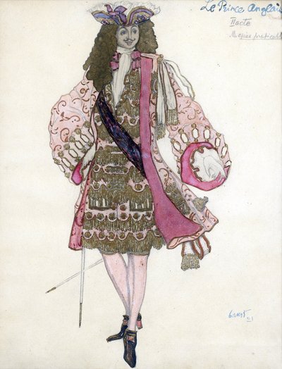Costume per il balletto La bella addormentata di P. Tchaikovsky - Bakst, Leon (1866-1924) - 1921 - Acquerello, Guazzo su Carta da Leon Bakst