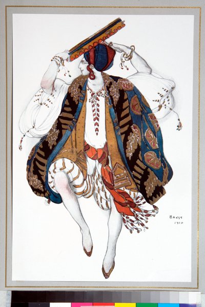 Ballets russes: Danzatrice ebrea, costume disegnato da Leon Bakst per il balletto Cleopatra da Leon Bakst