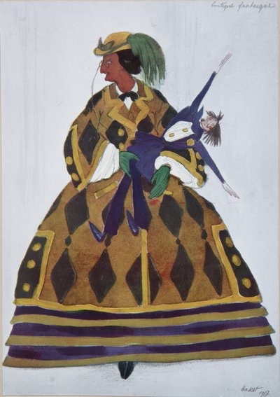 Donna inglese. Costume per il balletto Il negozio di giocattoli magici di G. Rossini, 1919 da Leon Bakst
