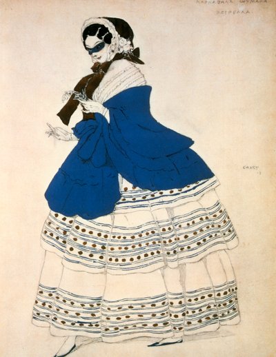 Estrella, design per un costume per il balletto Carnevale composto da Robert Schumann, 1919 da Leon Bakst