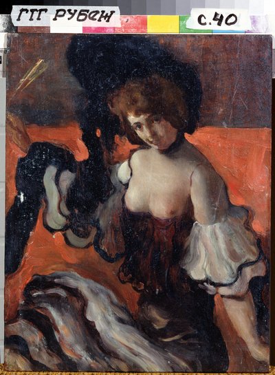 In un ristorante, signora in nero da Leon Bakst