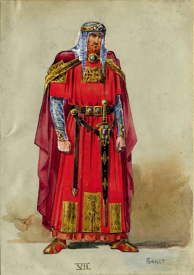 Principe Medievale, Costume (acquerello e gouache su carta) da Leon Bakst