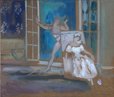 Nijinsky e Karsavina nel balletto Le Spectre de la Rose, 1911 da Leon Bakst