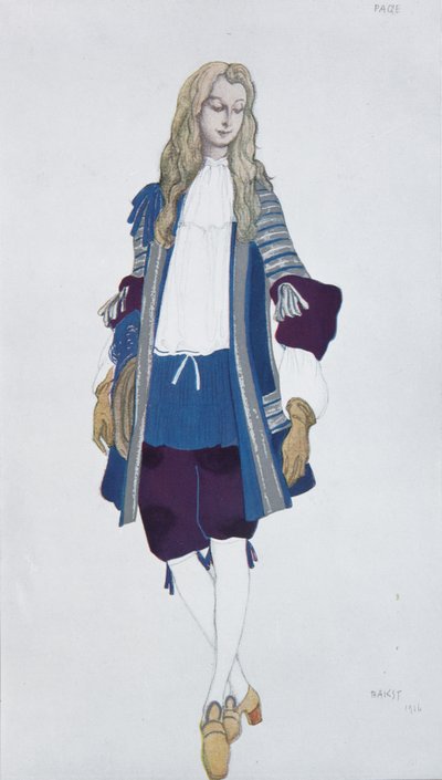 Pagina della principessa. Costume per il balletto La bella addormentata di P. Tchaikovsky, 1916 da Leon Bakst