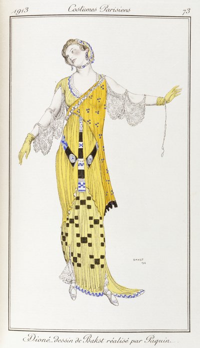 Abbigliamento parigino: Dione-disegno di Bakst eseguito da Paquin, 1913 da Leon Bakst