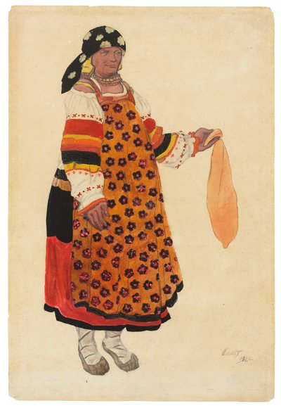 Contadina. Costume per il Vaudeville Vecchia Mosca al Théâtre Femina, Parigi, 1922 da Leon Bakst