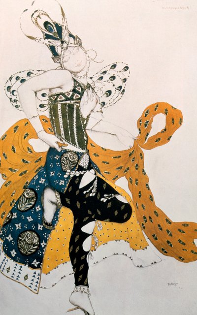 Peri Natasha Trouhanova, costume per La Peri musica di Paul Dukas, 1911 da Leon Bakst