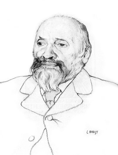 Ritratto del compositore russo Mily Balakirev da Leon Bakst