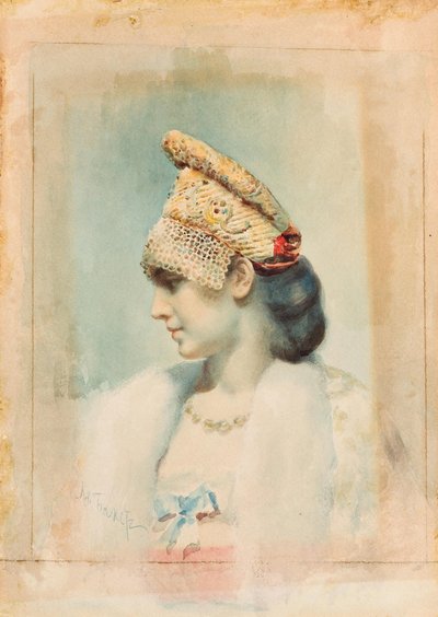 Ritratto di una ragazza che indossa un kokoshnik da Leon Bakst
