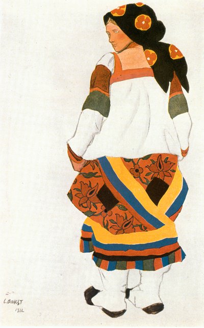 Contadina russa (acquerello su carta) da Leon Bakst