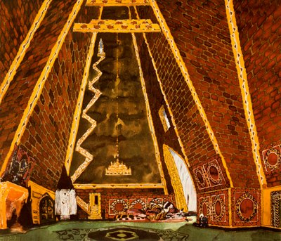 Progetto scenografico per Thamar, balletto di Mily Balakirev, 1912 da Leon Bakst