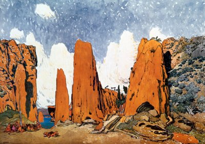 Scenografia per una produzione dei Ballets Russes di Daphnis et Chloe di Ravel, 1912 da Leon Bakst