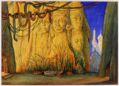 Scenografia per il balletto Dio Blu di R. Hahn da Leon Bakst