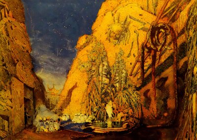 Scenografia per il balletto Blue God di R. Hahn, 1911 da Leon Bakst