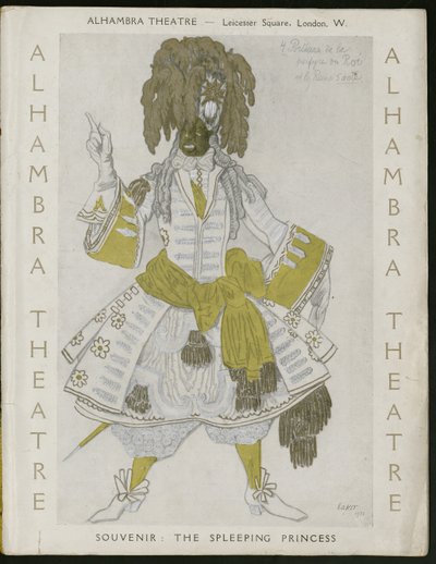 Pagina del titolo del programma souvenir per i Ballets Russes da Leon Bakst