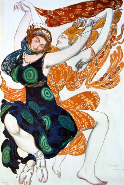 Due Baccanti, costume per una produzione dei Ballets Russes di Narcisse di Tcherepnin da Leon Bakst