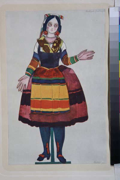 La bambola italiana, costume per il balletto "La Boutique Fantasque" diretto da Gioachino Rossini da Leon Bakst