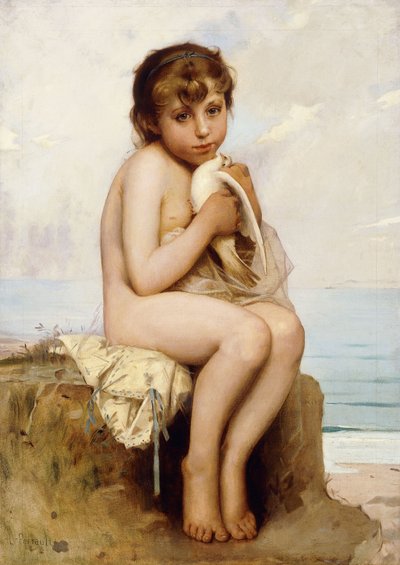 Bambino nudo con colomba da Leon Bazile Perrault